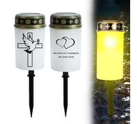 KBIBCK 2 Piezas Luces Solares para Tumbas, 11,5 x 6,6 cm Velas LED para Tumba, Velas LED Tumbas Exterior, Velas de Cementerio con Sensor Crepuscular y Estaca de Tierra, Luz LED para Tumbas (Blanco)