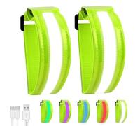 KBIBCK Brazalete LED Recargable, 2 Piezas Brazalete LED Running con 5 Colores y 3 Modos, Banda Reflectante USB para Correr, Senderismo y Ciclismo