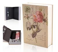 KBIBCK Caja Fuerte para Libros, Caja Fuerte de Libros con Cerradura de Combinación, Caja de Seguridad en Forma de Libro para Dinero en Efectivo, Llaves y Objetos de Valor (Estilo Diario de Rosas)