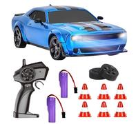 KBIBCK Coche Teledirigido Drift, 1:24 RC Drift Car, 18 km/h 4WD, Coche RC Drift con Control Remoto inalámbrico 2.4GHz, Luces LED y Baterías,Mini RC Car para Adultos y Niños a Partir de 8 Años (Azul)