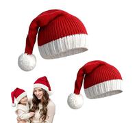 KBIBCK - Gorro navideño para bebé y madre, 2 piezas, gorro de Papá Noel, gorro navideño familiar a juego, gorro de abrigo grueso para padres e hijos, gorro de invierno de pom pom para adultos y niños