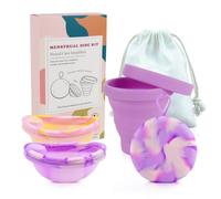 KBIBCK Juego de disco menstrual, disco menstrual con 2 discos periodales de tamaño S+L, esterilizador y bolsa de almacenamiento, disco menstrual reutilizable para mujeres activas, deportes, natación