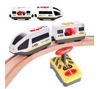 KBIBCK Juego de tren eléctrico, trenes de batería motorizados para accesorios Brio, pista de madera, tren de control remoto compatible con Brio Thomas Railway, juego de trenes para niños de 3 años y