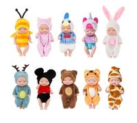 KBIBCK Muñecas Reborn, 10 PCS Bebe Reborn Realista, 4 Pulgada Juego de Muñecas, Mini Bebés de Silicona, Realista Muñecas Reborn Bebé, Muñeca Bebe Juguete, Mini Muñeca para Accesorios de Casa de Muñeca