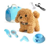 KBIBCK Perro Juguete, Perritos de Juguete Que Andan, Perro de Juguete Electrónico, Juguete de Perros Que Camina, Ladra, Mueve la Cola, Marrón, Cachorro Caminando y Ladrando, Regalos para Niños de 3-6