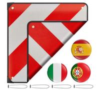 KBIBCK Placa V20 Homologada, 50 x 50 cm Señal Reflectante de Advertencia Rojo y Blanco para Italia, España Y Portugal, Señal de Advertencia con 4 Correas para Autocaravana, Caravana, Portabicicletas