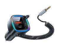 KBIBCK Transmisor FM Bluetooth Coche, Adaptador Bluetooth Coche Aux con PD 30W & QC 12W, Manos Libres Receptor MúsicaBluetooth Coche con Cancelación Ruido, Soporte Tarjeta TF & Memoria USB