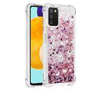 KBIKO-zxl Compatible con Funda Glitter Liquida para Samsung Galaxy A03S,Cristal Suave Silicona Bumper Protector Carcasa,Brillante Arena Movediza Case para Galaxy A03S.Rose Gold YBL