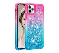 KBIKO-zxl Compatible con iPhone 11 Pro MAX Funda Glitter Amor, Cristal Suave Silicona Bumper Protector Carcasa, Antideslizante Arena Movediza Case para iPhone 11 Pro MAX.Pink Blue YBJ