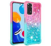 KBIKO-zxl Compatible con Redmi Note 11 4G Funda Glitter Amor, Cristal Suave Silicona Bumper Protector Carcasa, Antideslizante Arena Movediza Case para Redmi Note 11S.Pink Blue YBJ