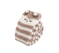 KBLDOPN Calcetines Dormir Mujer 2 Calcetines De Dibujos Animados A Rayas For Mujer, Bordados Lana Coral Con Animales(CF-cat)