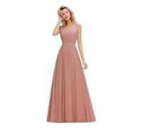 KBLDOPN Vestidos de dama de honor de color rosa empolvado, de gasa y encaje, largos, de corte A, for boda, graduación, fiesta de noche formal, vestido de noche de boda(Dusty Pink,16)