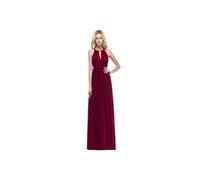 KBLDOPN Vestidos de dama de honor de gasa con cuello halter azul real for mujer, hermosos vestidos largos drapeados con cinturón, vestidos formales de noche(Burgundy,14)