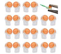 KBNIAN 20 Pcs Conectores de Empalme K1 Conector UY Conectores para Empalmar Cables Eléctricos con Gel de Sellado para Conexión Rápida de 2 Alambres, Cables de Red/Datos/Telefólos - Naranja + Blanco