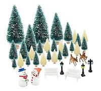 KBNIAN Adornos Miniatura Navidad, 36 pcs Mini Figuras de Navidad Mini Arbol de Navidad Nevado Mini Adornos Navideños de Resina Mini Figuras Navideñas para Decorar Casa/Jardín/Mesa/Escaparates