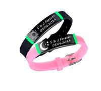 KBNSUIAN 2 piezas personalizadas crecen en la oscuridad emparejamiento parejas pulseras sol/luna pulsera de silicona luminosa personalizada su amistad joyería amantes amigos, Silicona