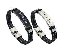 KBNSUIAN Elegante pulsera de la WWJD, pulsera de silicona con texto en inglés "What Would Jesus Do", pulsera inspiradora de Cristo Jesús Sabiduría, joyería religiosa grabada personalizada para mujeres