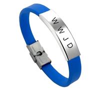 KBNSUIAN Pulsera cristiana bíblica WWJD, pulsera de silicona con hebilla, regalo de joyería de Cristo, recordatorio inspirador para hombres, mujeres, marido, familia, 8.26 pulgadas, Silicona, Acero