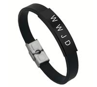 KBNSUIAN Pulsera cristiana bíblica WWJD, pulsera de silicona con hebilla, regalo de joyería de Cristo, recordatorio inspirador para hombres, mujeres, marido, familia, 8.26 pulgadas, Silicona, Acero
