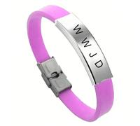 KBNSUIAN Pulsera cristiana bíblica WWJD, pulsera de silicona con hebilla, regalo de joyería de Cristo, recordatorio inspirador para hombres, mujeres, marido, familia, 8.26 pulgadas, Silicona, Acero