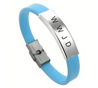 KBNSUIAN Pulsera cristiana bíblica WWJD, pulsera de silicona con hebilla, regalo de joyería de Cristo, recordatorio inspirador para hombres, mujeres, marido, familia, 8.26 pulgadas, Silicona, Acero