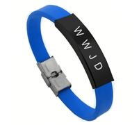 KBNSUIAN Pulsera cristiana bíblica WWJD, pulsera de silicona con hebilla, regalo de joyería de Cristo, recordatorio inspirador para hombres, mujeres, marido, familia, 8.26 pulgadas, Silicona, Acero