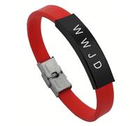 KBNSUIAN Pulsera cristiana bíblica WWJD, pulsera de silicona con hebilla, regalo de joyería de Cristo, recordatorio inspirador para hombres, mujeres, marido, familia, 8.26 pulgadas, Silicona, Acero