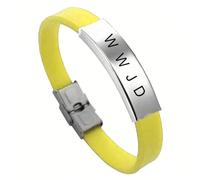 KBNSUIAN Pulsera cristiana bíblica WWJD, pulsera de silicona con hebilla, regalo de joyería de Cristo, recordatorio inspirador para hombres, mujeres, marido, familia, 8.26 pulgadas, Silicona, Acero