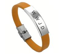 KBNSUIAN Pulsera cristiana bíblica WWJD, pulsera de silicona con hebilla, regalo de joyería de Cristo, recordatorio inspirador para hombres, mujeres, marido, familia, 8.26 pulgadas, Silicona, Acero