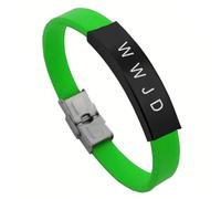 KBNSUIAN Pulsera cristiana bíblica WWJD, pulsera de silicona con hebilla, regalo de joyería de Cristo, recordatorio inspirador para hombres, mujeres, marido, familia, 8.26 pulgadas, Silicona, Acero