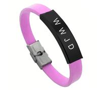 KBNSUIAN Pulsera cristiana bíblica WWJD, pulsera de silicona con hebilla, regalo de joyería de Cristo, recordatorio inspirador para hombres, mujeres, marido, familia, 8.26 pulgadas, Silicona, Acero
