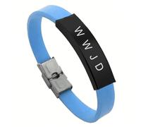KBNSUIAN Pulsera cristiana bíblica WWJD, pulsera de silicona con hebilla, regalo de joyería de Cristo, recordatorio inspirador para hombres, mujeres, marido, familia, 8.26 pulgadas, Silicona, Acero