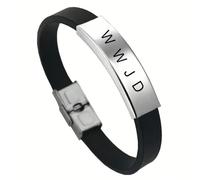 KBNSUIAN Pulsera cristiana bíblica WWJD, pulsera de silicona con hebilla, regalo de joyería de Cristo, recordatorio inspirador para hombres, mujeres, marido, familia, 8.26 pulgadas, Silicona, Acero