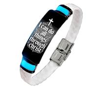 KBNSUIAN Pulsera de silicona con cruz floral que brilla en la oscuridad, con texto en inglés "I Can Do All Things Through Christ", regalo religioso de fe cristiana para hombres y mujeres