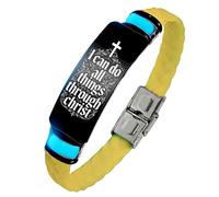 KBNSUIAN Pulsera de silicona con cruz floral que brilla en la oscuridad, con texto en inglés "I Can Do All Things Through Christ", regalo religioso de fe cristiana para hombres y mujeres