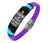 KBNSUIAN Pulsera de silicona con cruz floral que brilla en la oscuridad, con texto en inglés "I Can Do All Things Through Christ", regalo religioso de fe cristiana para hombres y mujeres