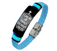 KBNSUIAN Pulsera de silicona con cruz floral que brilla en la oscuridad, con texto en inglés "I Can Do All Things Through Christ", regalo religioso de fe cristiana para hombres y mujeres
