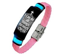 KBNSUIAN Pulsera de silicona con cruz floral que brilla en la oscuridad, con texto en inglés "I Can Do All Things Through Christ", regalo religioso de fe cristiana para hombres y mujeres