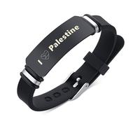 KBNSUIAN Pulsera de silicona con diseño de mapa de Palestina con diseño de falg en corazón, para hombres y mujeres, con texto en inglés "I Love Palestine", diseño de mapa étnico, joyería de regalo