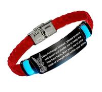 KBNSUIAN Pulsera de silicona que brilla en la oscuridad, diseño de San Miguel, San Miguel, patrón de los guerreros, oraciones, liberación, grabada, regalos de fe espiritual para él y ella, Acero