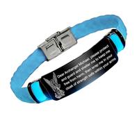 KBNSUIAN Pulsera de silicona que brilla en la oscuridad, diseño de San Miguel, San Miguel, patrón de los guerreros, oraciones, liberación, grabada, regalos de fe espiritual para él y ella, Acero