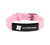KBNSUIAN Pulsera para mamá autista, joyería de concienciación sobre el autismo, rompecabezas de autismo, pulsera de silicona, regalo para mamá autista, ajustable, negro, rosa, Acero inoxidable