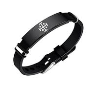 KBNSUIAN Pulseras cristianas de Jerusalén para adolescentes y adultos, cruz de Jerusalén, Jesucristo, recordatorio de fe, pulsera de silicona para iglesia, bautizo, oración, ajustable, 7.5 inch, Acero