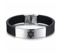KBNSUIAN YHWH - Pulsera judía de David con nombre de Dios Yahvé Jehová en hebreo correa de silicona, joyería mesiánica de bendición cristiana para regalos de Israel, Acero inoxidable Silicona, Acero