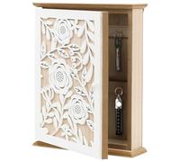 Kbnuetyg Caja de Almacenamiento de Llaves,Tallado Vintage con 6 Ganchos - Organizador De Llaves con Candado para Pared - para Hogar Oficina Pasillo Salón Entrada Puerta Patio Apartamento