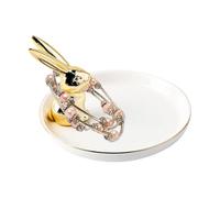 Kbnuetyg Ceramic Bunny Jewelry Holder - Adorable Rabbit Decor, Decorative Ring Dish, Elegant Trinket Plate, Holiday Table Accent, Charming Home Gift | Perfect Storage For Rings Earrings Necklaces