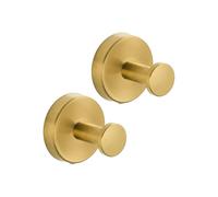 Kbnuetyg Ganchos para toallas de baño, pared de acero inoxidable, perchas para batas, 2 ganchos multifuncionales con construcción fuerte | Uso ideal para cocina, baño, balcón, lavandería u