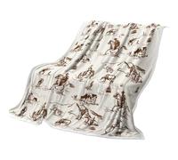 Kbnuetyg Manta Cowboy Babyy - Manta de Franela Vintage Occidental, Ropa de Cama rústica con Tapiz, Unisex, con Sombrero, Bota y diseño de Guitarra, Cuna de Granja para Viajes de guardería