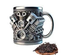 Kbnuetyg Taza de café de acero inoxidable - Taza de viaje de 300 ml, diseño de motor a prueba de fugas, vacío de doble pared, botella para exterior, uso en coche | de acero inoxidable