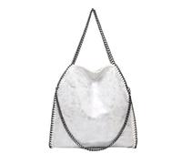 KBOLAE Bolso de mano funcional y hermoso para artículos esenciales diarios, clásico y atemporal, con cadena, bandolera, color blanco plateado, Blanco plateado, as description